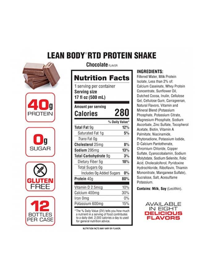 12-Piece Lean Body Ready To Drink Protein Shake-Chocolate