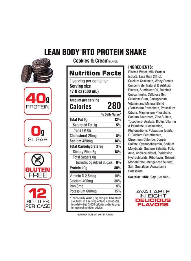 Lean Body Ready To Drink  Protein Shake-Cookies And Cream