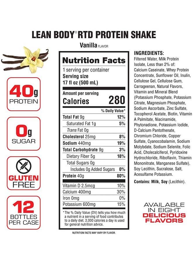 12-Piece Lean Body Ready To Drink Protein Shake-Vanilla