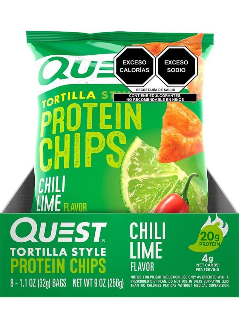 Tortilla Style Protein Chips, Quest, Chili Lime, 8 Bags