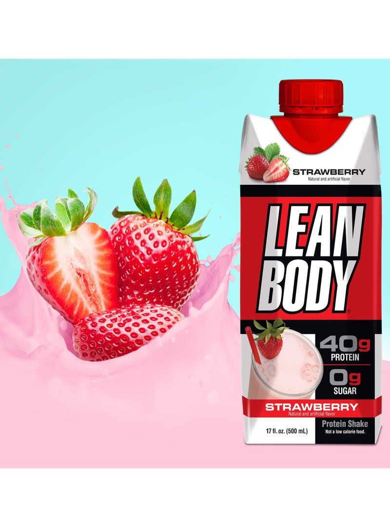 Labrada Lean Body RTD Strawberry Protein Shake 17 Fl oz (500 ml) - Pack of 12