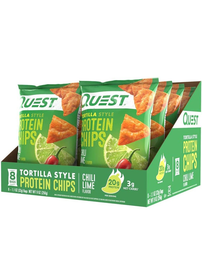 Tortilla Style Protein Chips Chili Lime (Pack of 8)