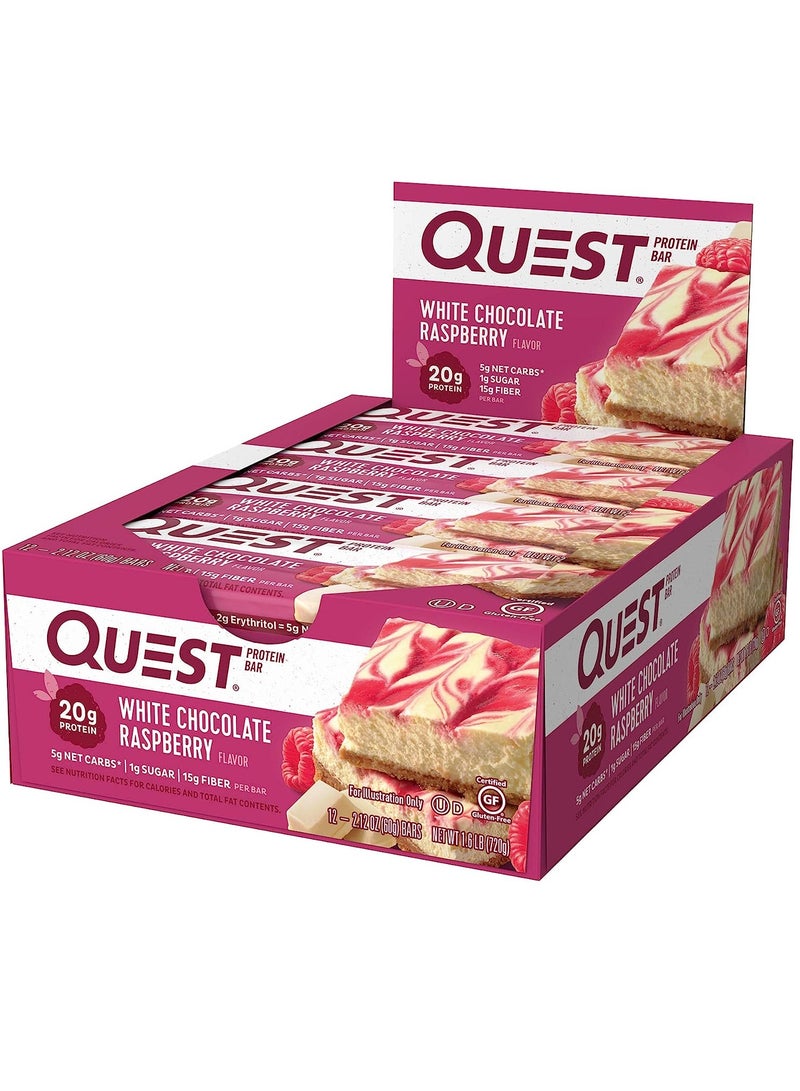 Quest Protein Bar White Chocolate Raspberry Pack of 12