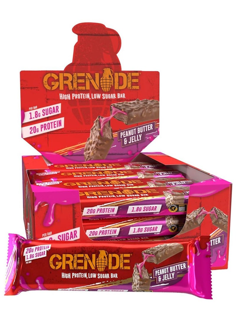 Grenade High Protein Bar, Peanut Butter And Jelly, Pack of 12