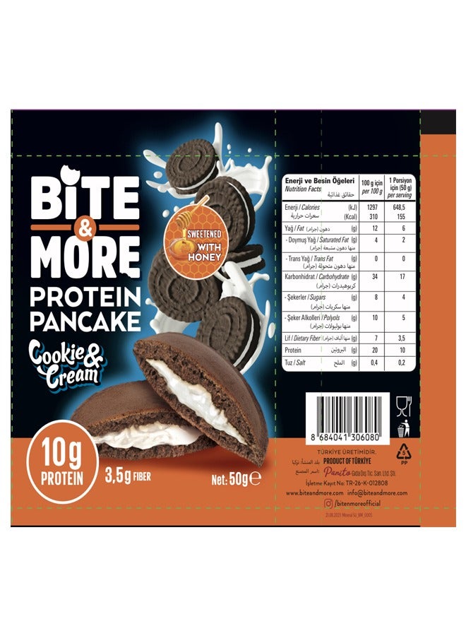 Bite & More Protein Pancake Cookie & Cream Box of 12