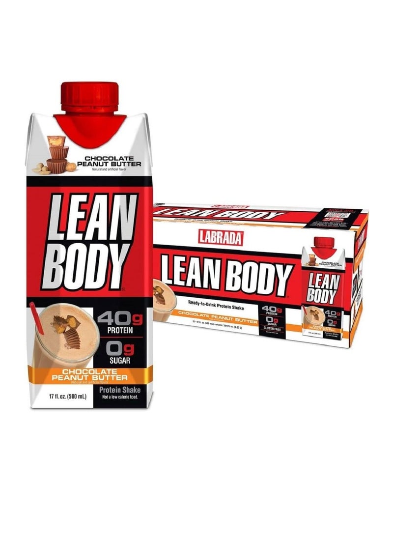 Lean Body Ready To Drink Protein Shake- Chocolate Peanut Butter - Pack of 12