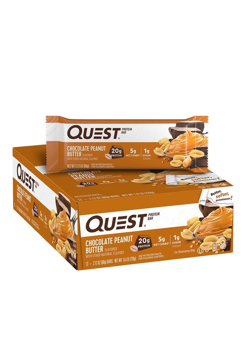 Quest Protein Bar Chocolate Peanut Butter 60g Pack of 12