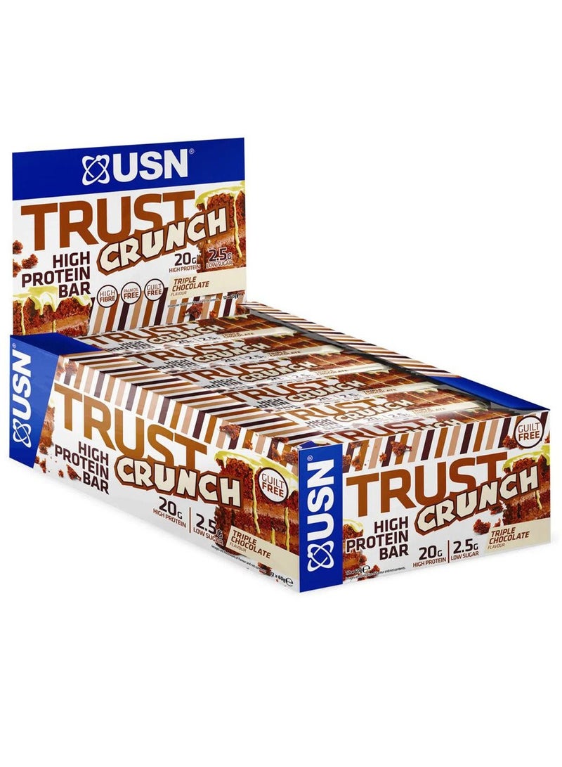 Trust Crunch Protein Bar Triple Chocolate 60g Pack of 12