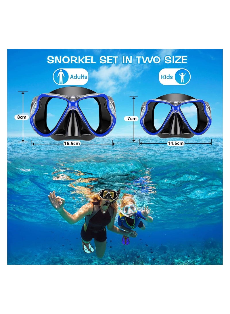 Dry Snorkel Set - Anti-Fog Scuba Diving Mask, Panoramic Wide View Snorkel Mask, Free Breathing and Easy Adjustable Strap Scuba Mask, Professional Snorkeling Gear for Adults