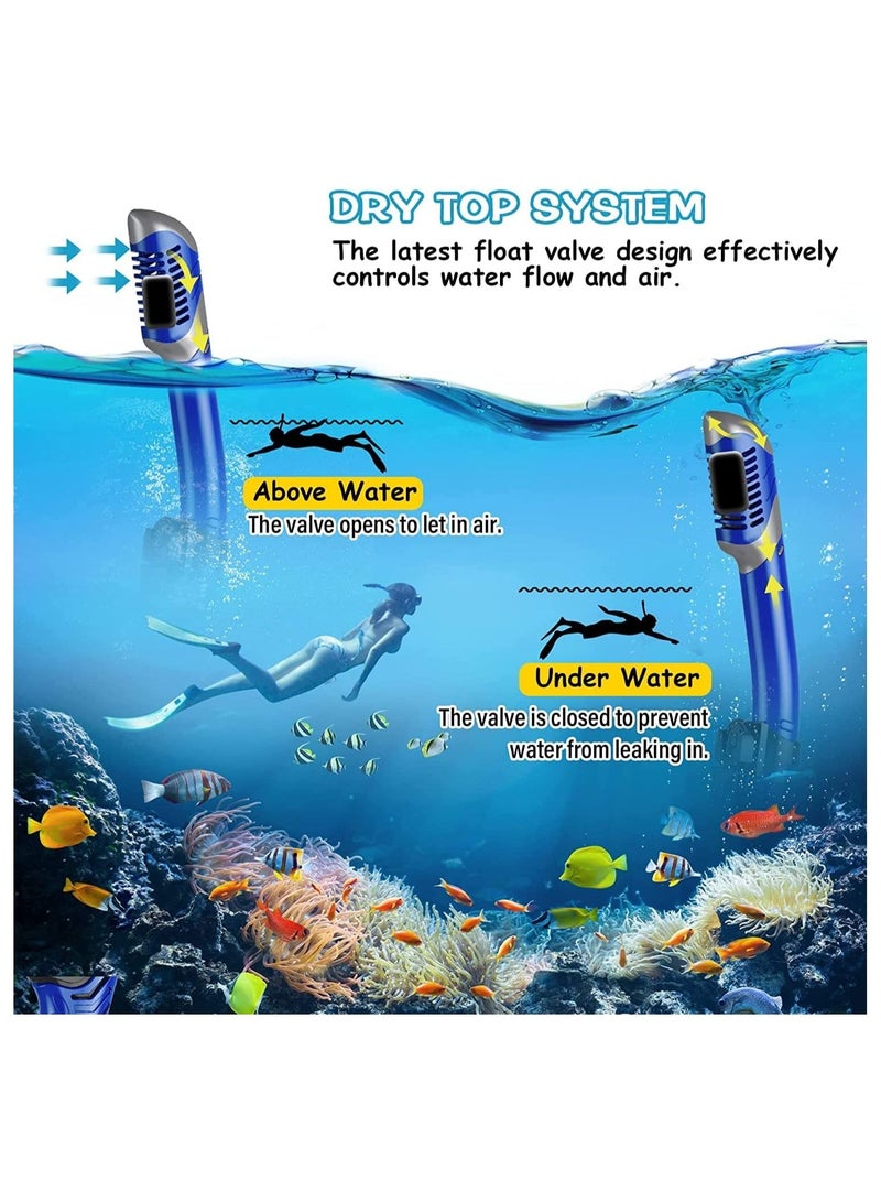 Dry Snorkel Set - Anti-Fog Scuba Diving Mask, Panoramic Wide View Snorkel Mask, Free Breathing and Easy Adjustable Strap Scuba Mask, Professional Snorkeling Gear for Adults