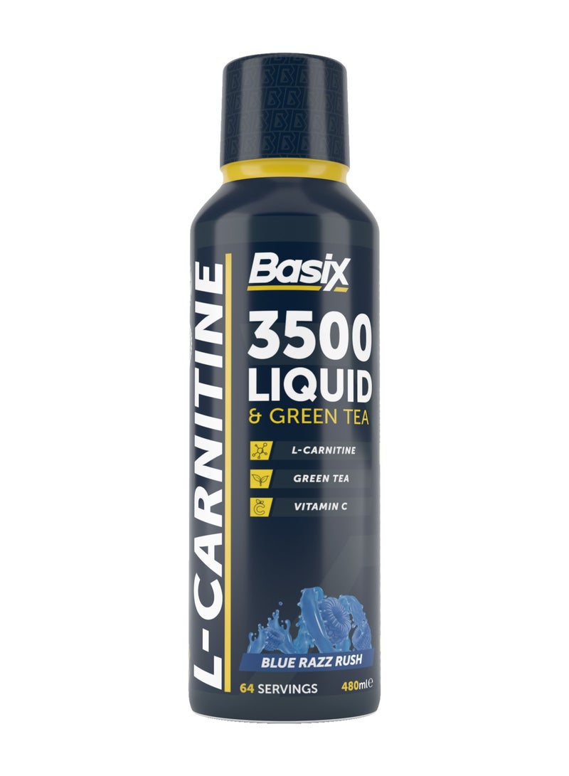 L-Carnitine 3500 Liquid & Green Tea 480ml Blue Razz Rush