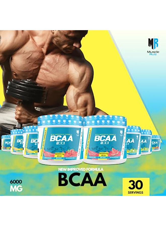 Muscle Rulz BCAA+B6-6000mg BCAA - 30 Servings (Raspberry)