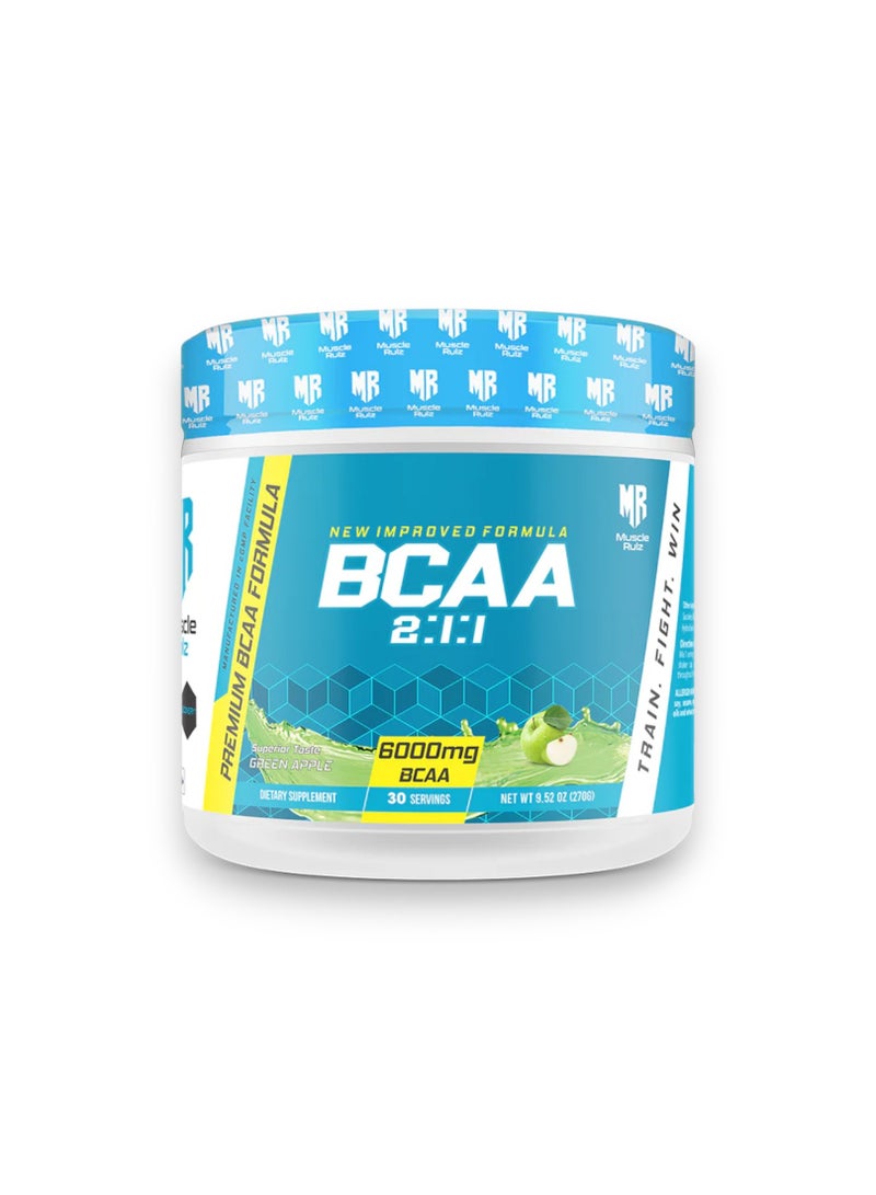 Premium BCAA Formula,  6000mg,  Green Apple Flavour, 300gm