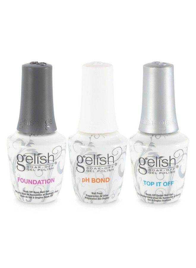 Terrific Trio Essentials 15 Ml Basix Care Soak Off Manicure Gel Nail Polish Kit With Foundation Ph Bond And Top It Off Gel