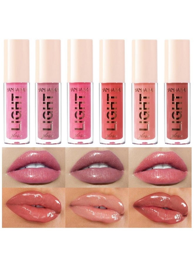 6Pcs Lip Oil Light Lipgloss Set Moisturizing Hydrating Lip Glow Oil Lip Gloss Kit High Shine Lip Plumping Glass Finish Lip Gloss Liquid Lipstick For Women (Set C)