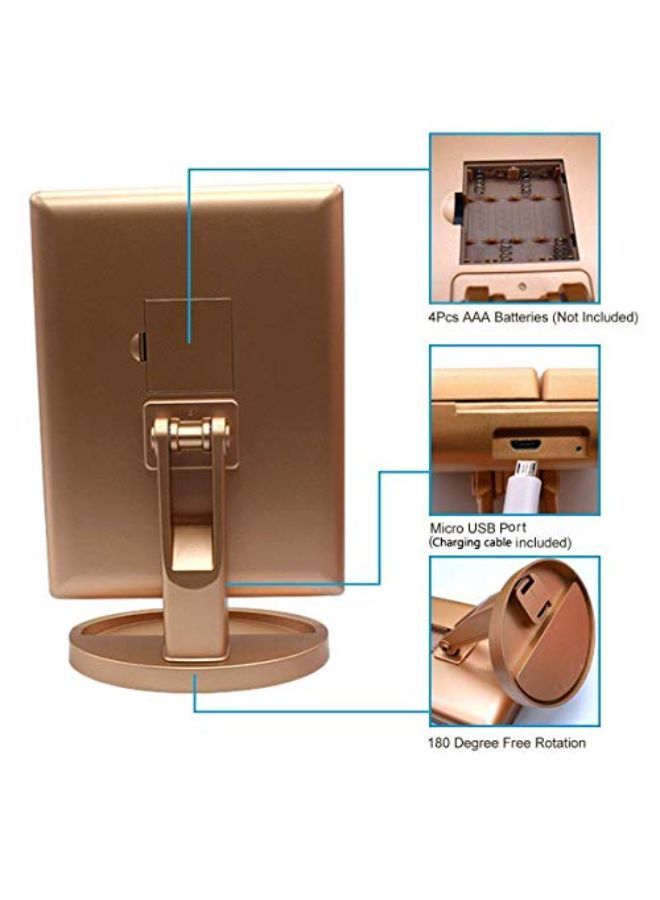 Tri-Fold Lighted Vanity Mirror With 21 Led Lights, Touch Screen And 3X/2X/1X Magnification, Two Power Supply Modes Make Up Mirror,Travel Mirror