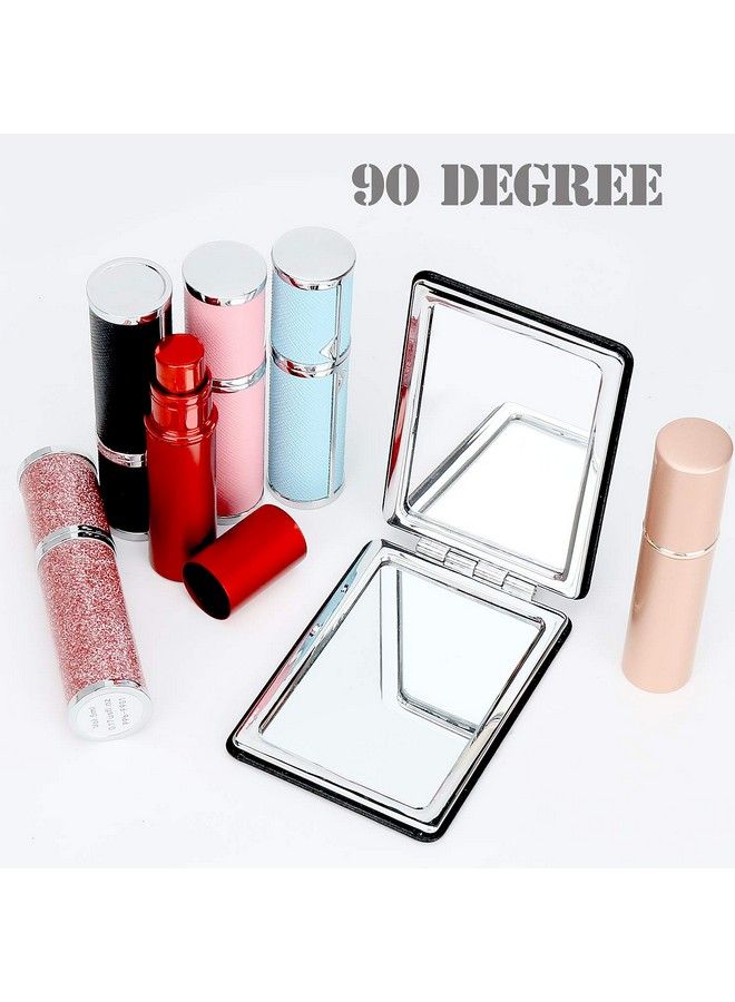 Compact Vanity Mirror For Men Women And Girls Black Travel Makeup Mirrors For Handbag Pocket Wallet Purse Portable Doublesided Magnifying Cosmetic Mirror For Daily Work Business