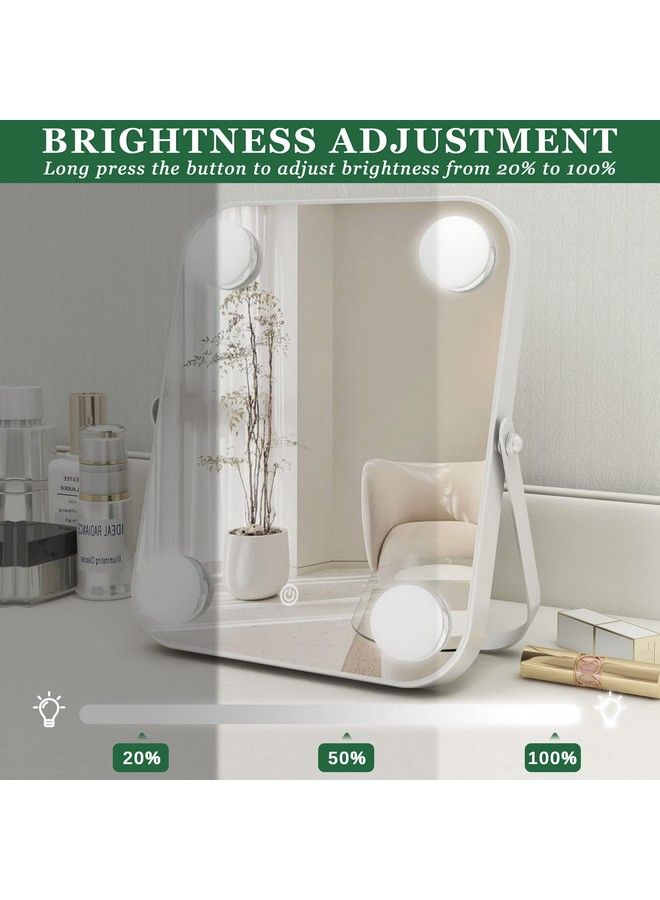 Vanity Mirror With Lights Hollywood Makeup Mirror With Light Lighted Tabletop Makeup Mirror With 4 Dimmable Led Bulbs Portable Travel Makeup Mirror With Ushaped Bracket Smart Touch Control
