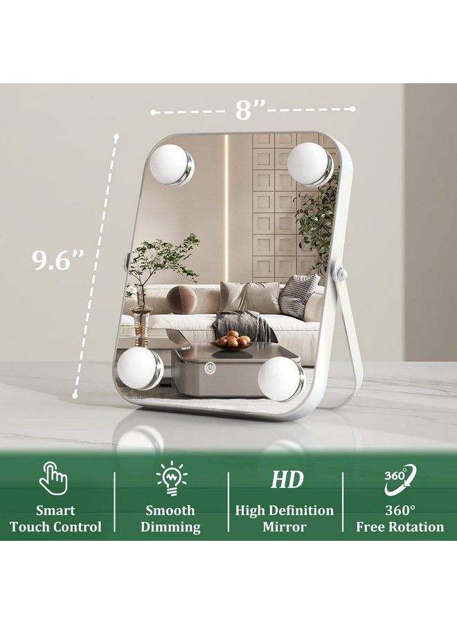 Vanity Mirror With Lights Hollywood Makeup Mirror With Light Lighted Tabletop Makeup Mirror With 4 Dimmable Led Bulbs Portable Travel Makeup Mirror With Ushaped Bracket Smart Touch Control
