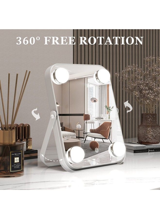 Vanity Mirror With Lights Hollywood Makeup Mirror With Light Lighted Tabletop Makeup Mirror With 4 Dimmable Led Bulbs Portable Travel Makeup Mirror With Ushaped Bracket Smart Touch Control