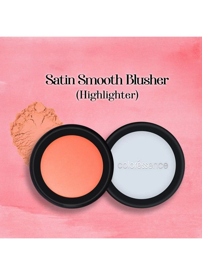 Satin Smooth Highlighter Natural Pearl Finish Face Makeup Blusher Amber Peach