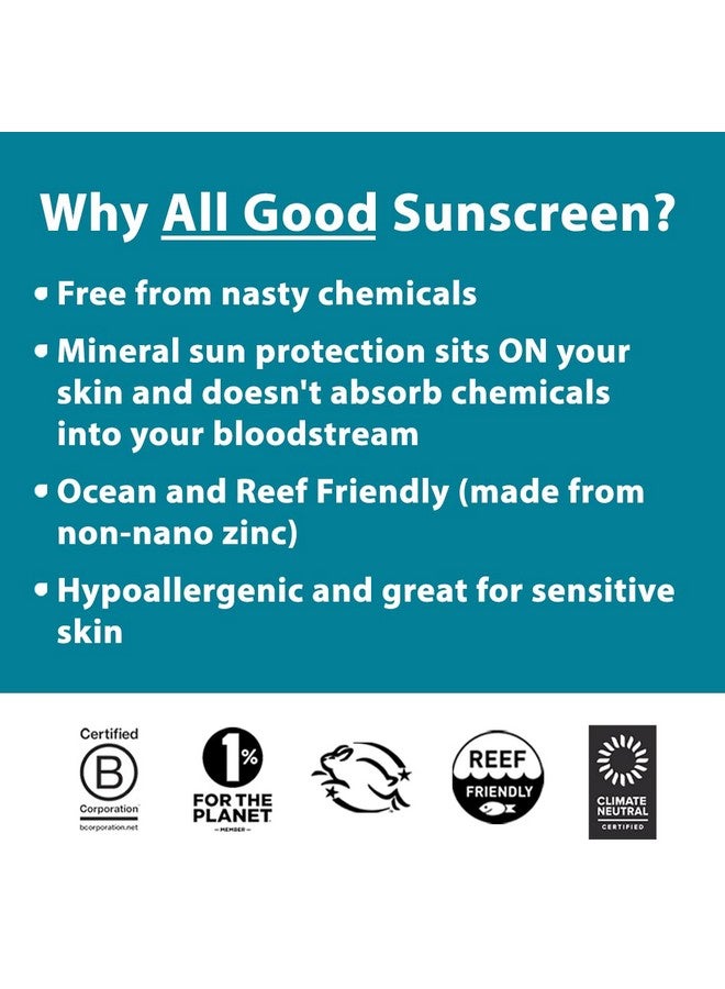 All Good Sports Mineral Sunscreen Butter Stick For Face Nose Ears Uva/Uvb Broad Spectrum Spf 50 Coral Reef Friendly Water Resistant Zinc Oxide Coconut Oil Beeswax Vitamin E (2.75 Oz)(2Pack)