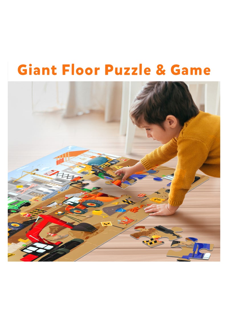 Piece & Play Construction Site, Jigsaw & Toddler Puzzles, Educational Toy & Game, Gifts for Boys & Girls Ages 3, 4, 5, 6, 7 (48 Pieces, 2 x 3 feet)
