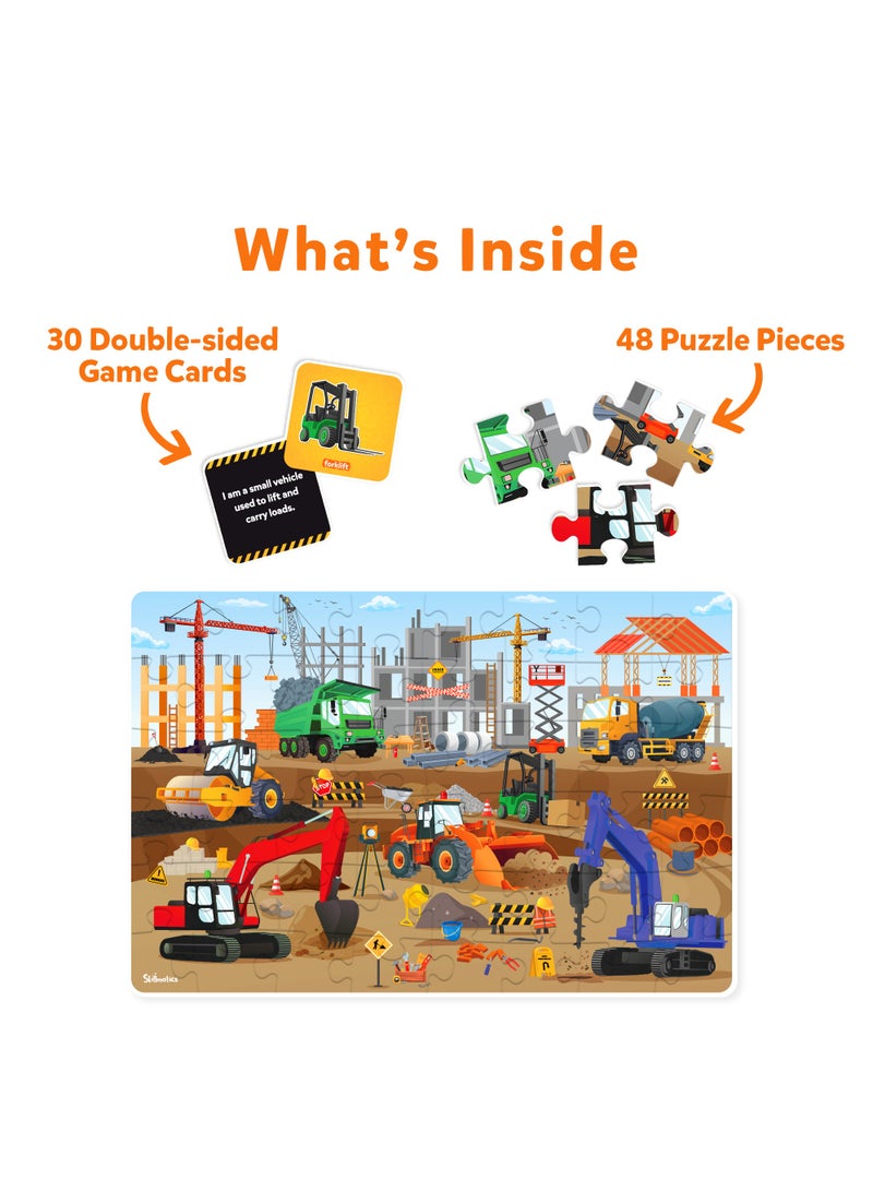 Piece & Play Construction Site, Jigsaw & Toddler Puzzles, Educational Toy & Game, Gifts for Boys & Girls Ages 3, 4, 5, 6, 7 (48 Pieces, 2 x 3 feet)