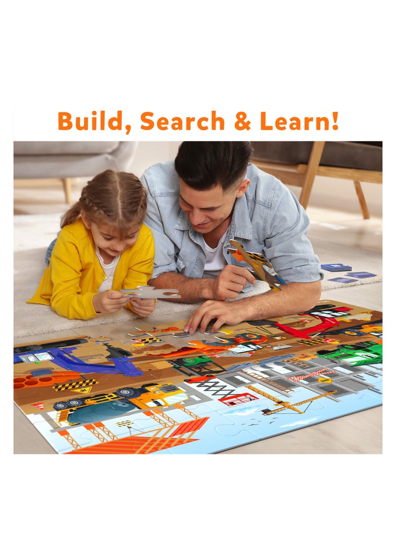 Piece & Play Construction Site, Jigsaw & Toddler Puzzles, Educational Toy & Game, Gifts for Boys & Girls Ages 3, 4, 5, 6, 7 (48 Pieces, 2 x 3 feet)