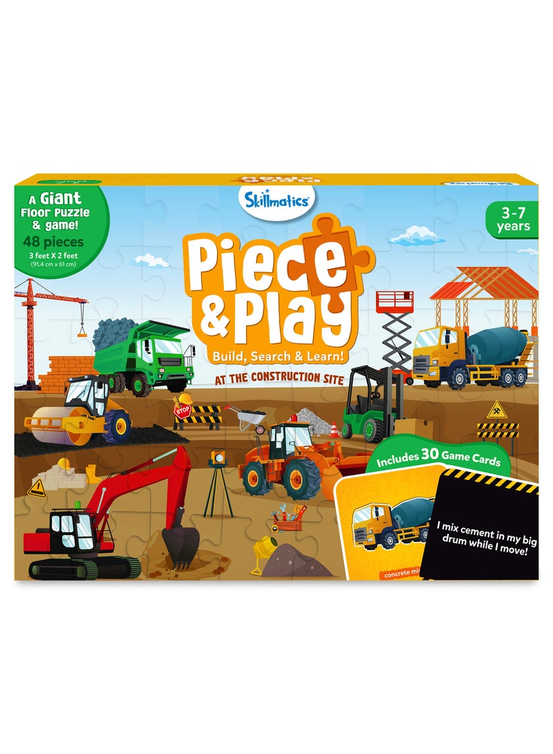 Piece & Play Construction Site, Jigsaw & Toddler Puzzles, Educational Toy & Game, Gifts for Boys & Girls Ages 3, 4, 5, 6, 7 (48 Pieces, 2 x 3 feet)