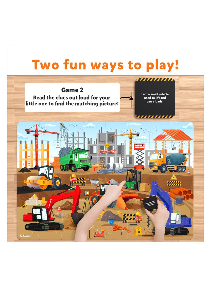 Piece & Play Construction Site, Jigsaw & Toddler Puzzles, Educational Toy & Game, Gifts for Boys & Girls Ages 3, 4, 5, 6, 7 (48 Pieces, 2 x 3 feet)