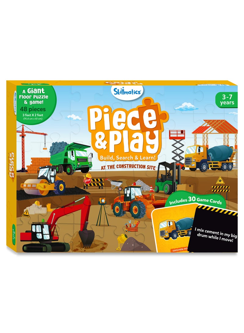 Piece & Play Construction Site, Jigsaw & Toddler Puzzles, Educational Toy & Game, Gifts for Boys & Girls Ages 3, 4, 5, 6, 7 (48 Pieces, 2 x 3 feet)