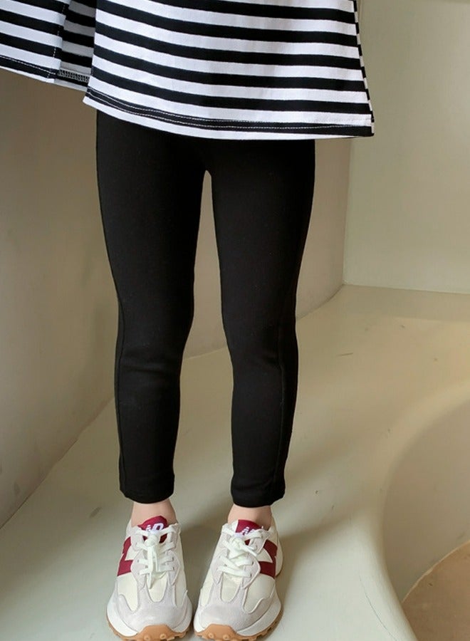 Girls Solid Color Legging Side Slit Tights Bottom Pants Black