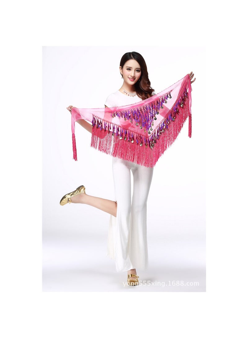 Squality Women Belly Dance Scarf Rose Red