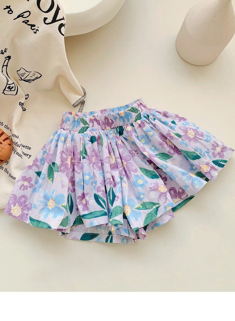 Girls Printed Elastic Waist Shorts Summer Casual Wear