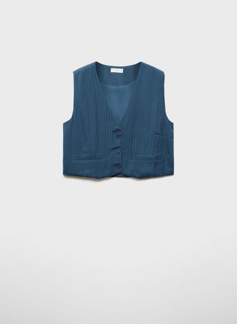 Youth Button Detail Vest Coat