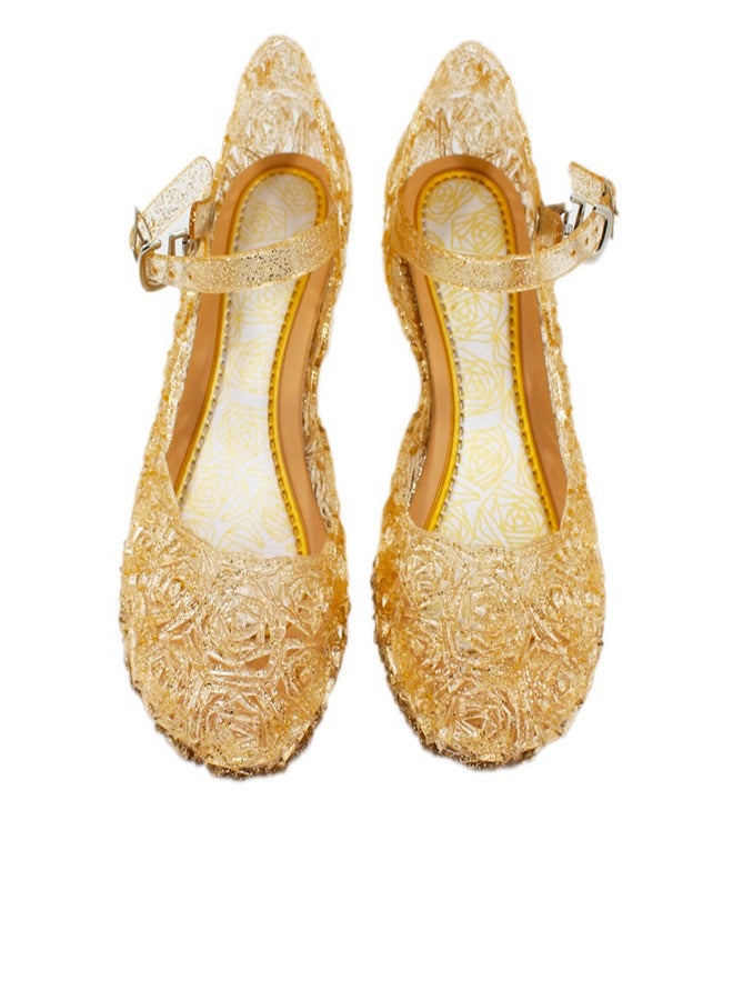 Girl Princess Crystal Shoes Summer Gold