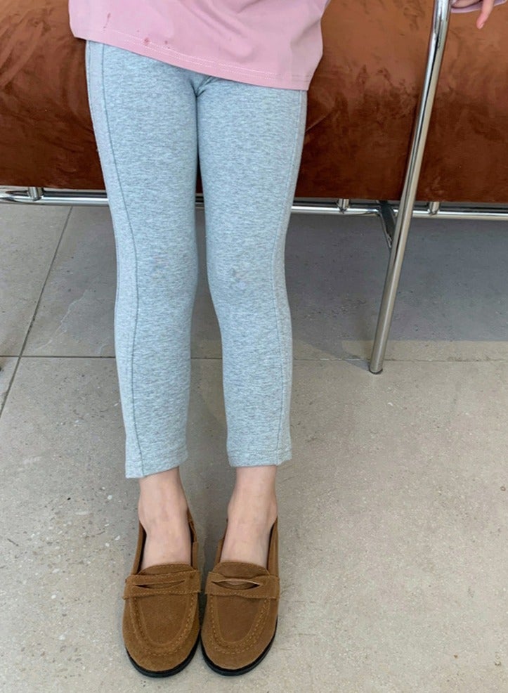 Girls Solid Color Legging Side Slit Tights Bottom Pants Light Gray