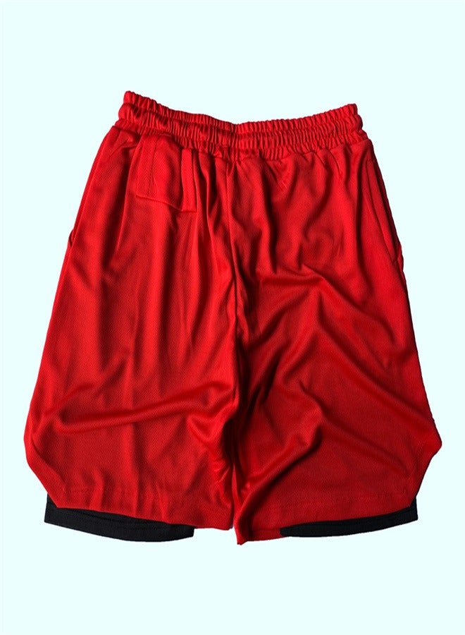 Men's 2-in-1 Quick Drying Casual Fitness Shorts Red