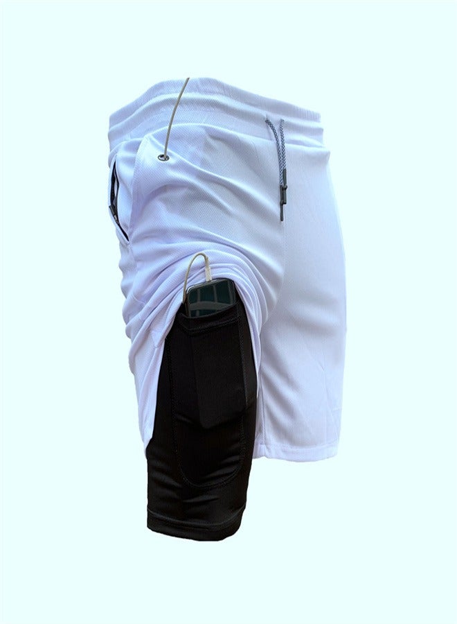 Men's 2-in-1 Quick Drying Casual Fitness Shorts White