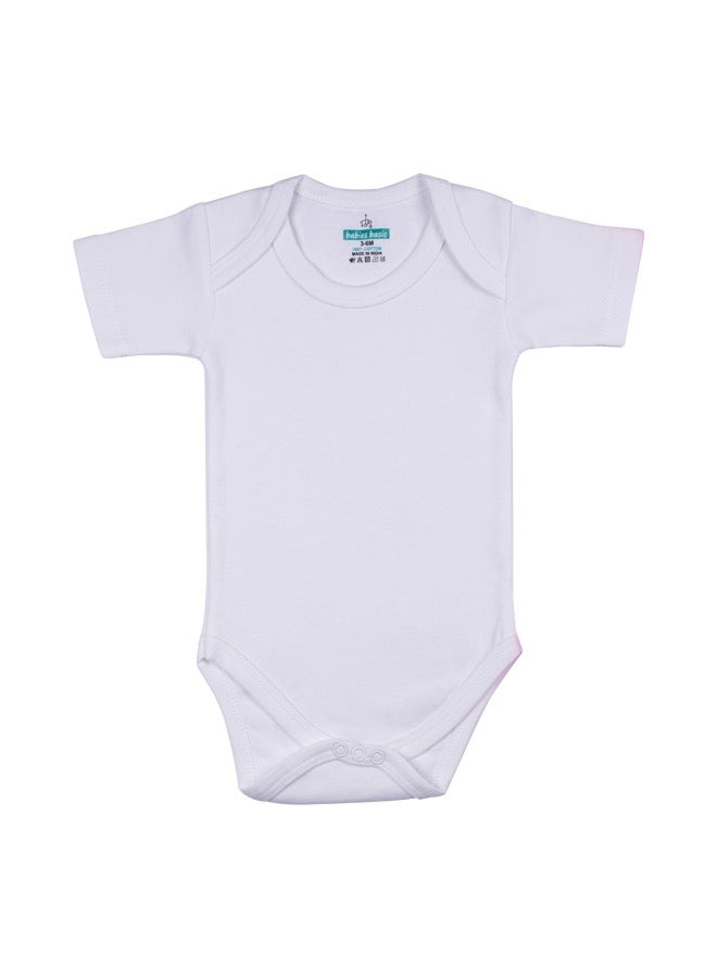 100% Super Combed Cotton, Short Sleeves Romper/Bodysuit, For New Born To 24Months, Set Of 6 - White