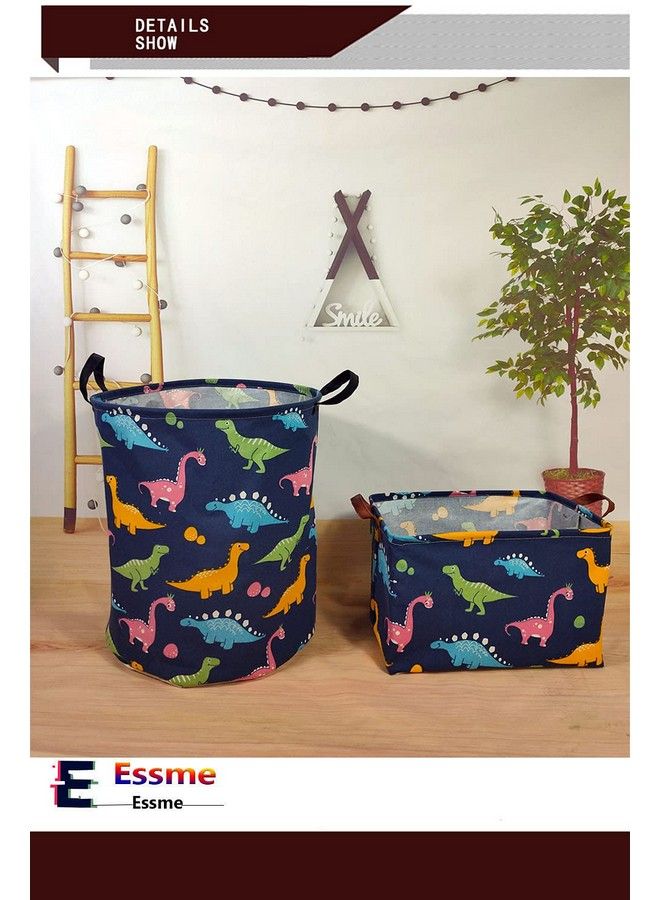 Dinosaur Basketdinosaur Storage Box Dinosaur Baskets For Boys Toy Bin With Handles Baby Boy Basket For Dinosaur Room Decor Clothesbooks.(Navy Blue Dinosaurs)