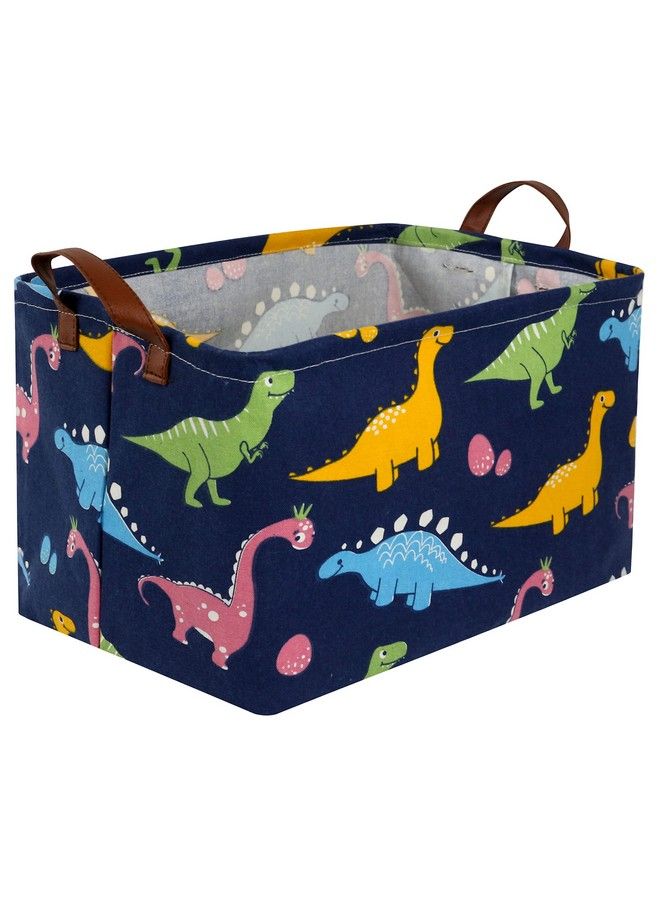 Dinosaur Basketdinosaur Storage Box Dinosaur Baskets For Boys Toy Bin With Handles Baby Boy Basket For Dinosaur Room Decor Clothesbooks.(Navy Blue Dinosaurs)