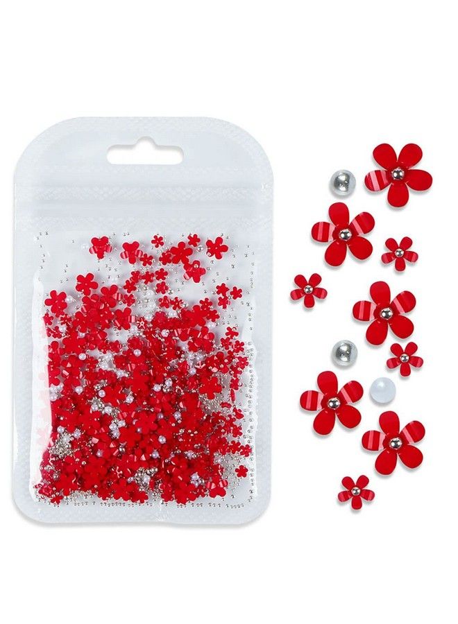 5 Bags 3D Flowers For Nails Flower Nail Charms With Silver Caviar Beads For Acrylic Nail Rhinestone Decorations Flowers Nail Art Studs For Women Nail Art Craft Accessories With Pickup Pencil