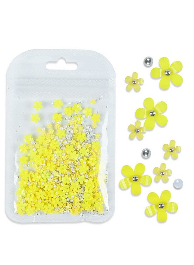 5 Bags 3D Flowers For Nails Flower Nail Charms With Silver Caviar Beads For Acrylic Nail Rhinestone Decorations Flowers Nail Art Studs For Women Nail Art Craft Accessories With Pickup Pencil