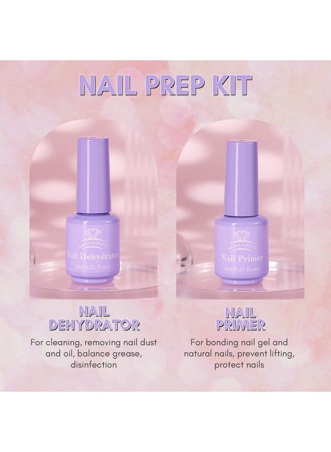 Gel Nail Polish Gel Top Coat & Base Coat Set With Nail Primer And Nail Prep Dehydrator(8Ml)