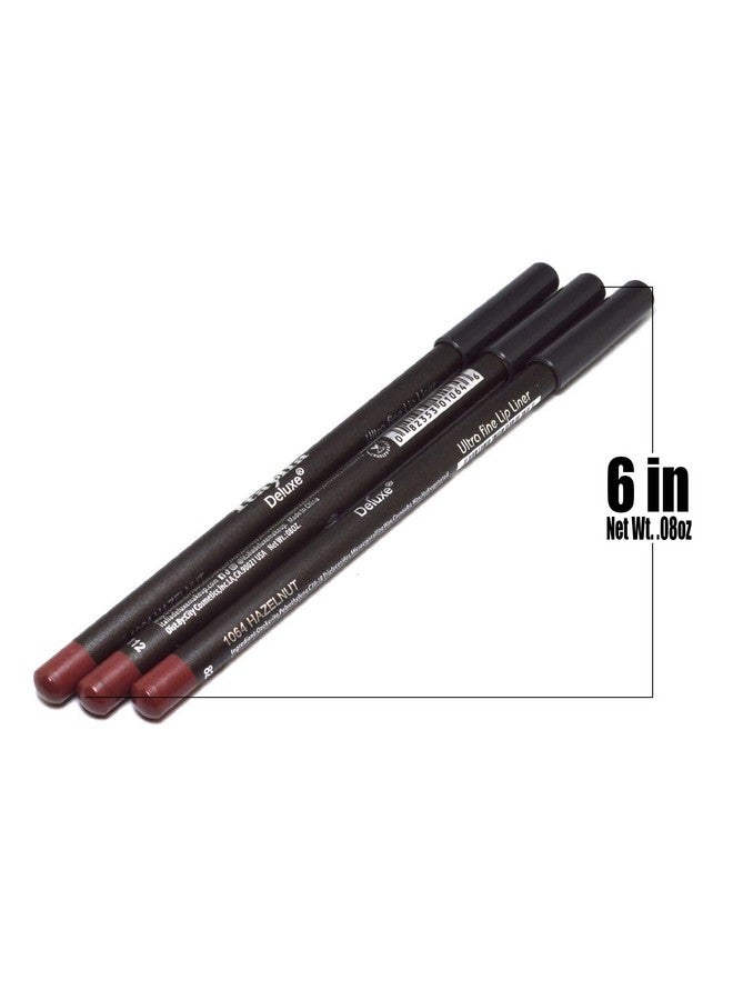 A Deluxe [ 1064 Hazelnut ] Ultra Fine Lip Liner Pencil Lipliner Set + Free Zipper Bag