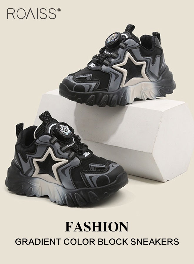 Kids Unisex Casual Sports Star Pattern Versatile Swivel Button Thick-Soled Sneakers