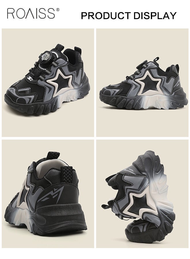 Kids Unisex Casual Sports Star Pattern Versatile Swivel Button Thick-Soled Sneakers
