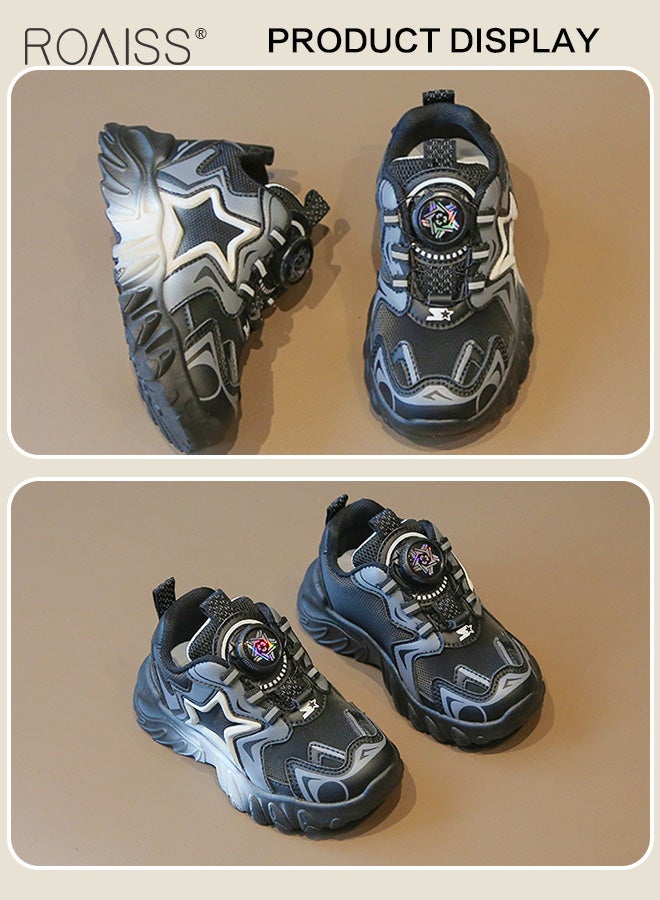 Kids Unisex Casual Sports Star Pattern Versatile Swivel Button Thick-Soled Sneakers